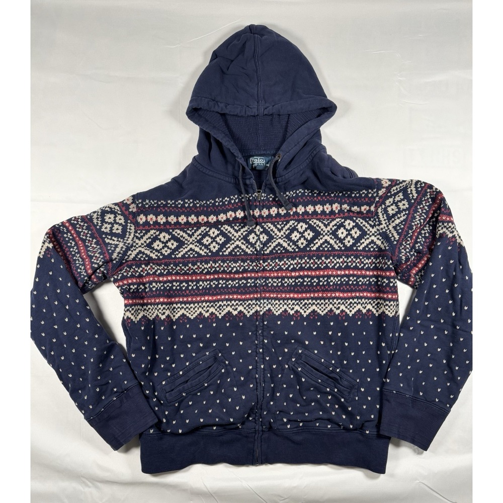 Polo‎ Ralph Lauren Fair Isle Hoodie Mens XL 100% Cotton Multicolor Pullover VTG